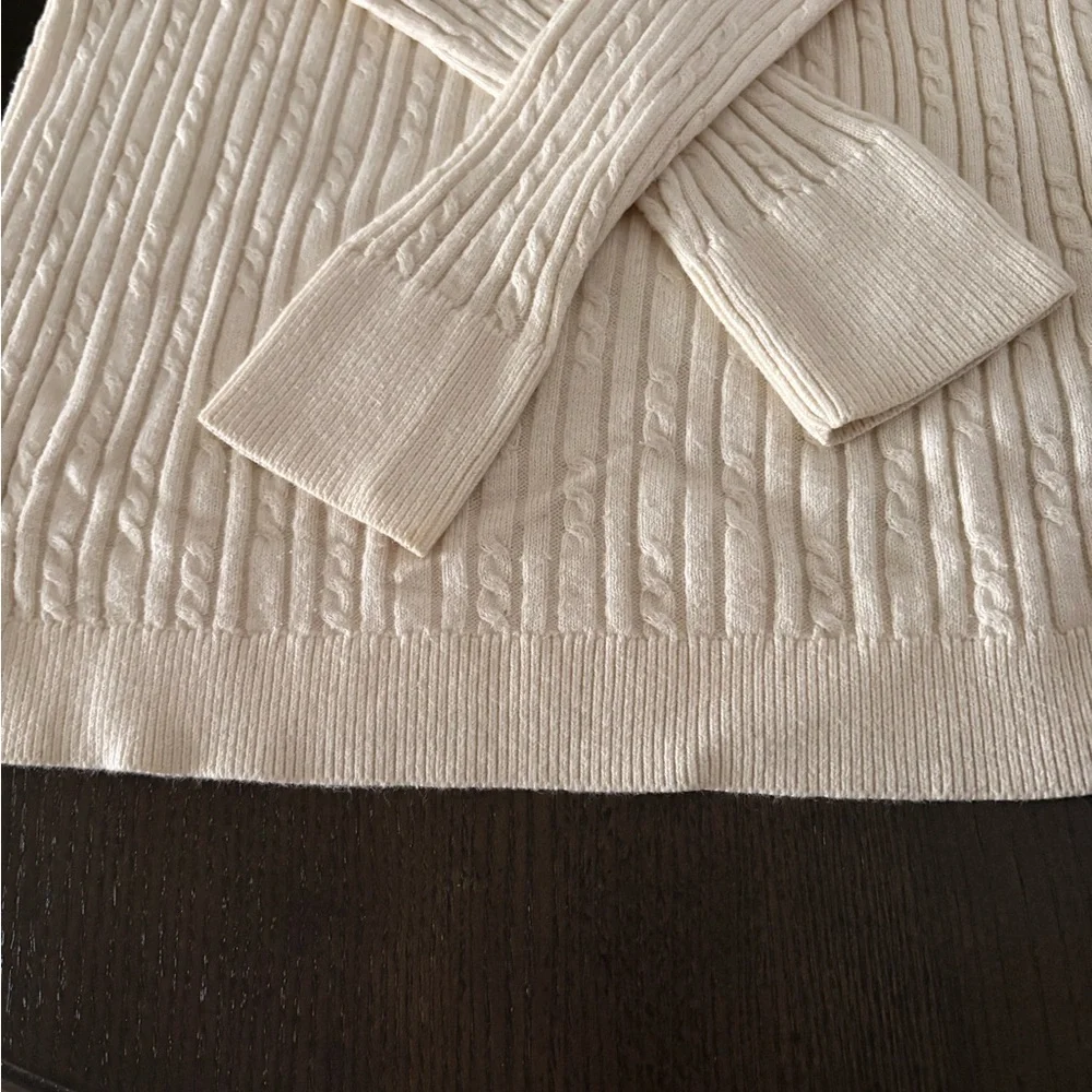 Talbots Ivory Ribbed Turtleneck Sweater - Picture 2 of 4